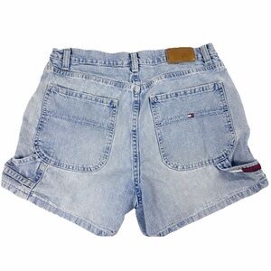 Y2K Tommy Hilfiger Denim Shorts Raw Hem Flag Tab Size 6